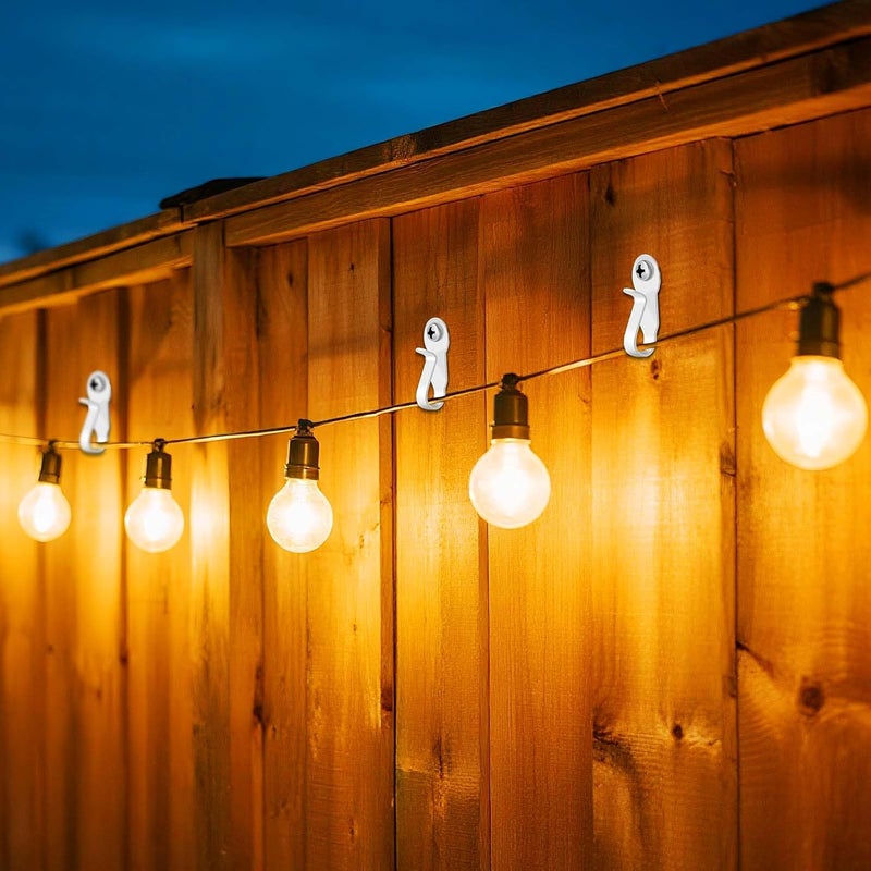 Dreecy 60 Pack Hooks for Outdoor String Lights Clips, Metal Heavy Duty String Light Hook with Screw & Adhesive Strips, Christmas Light Clips for Outside or Indoor Holiday Decor, Fairy Led Lights, Etc. White - Image 5